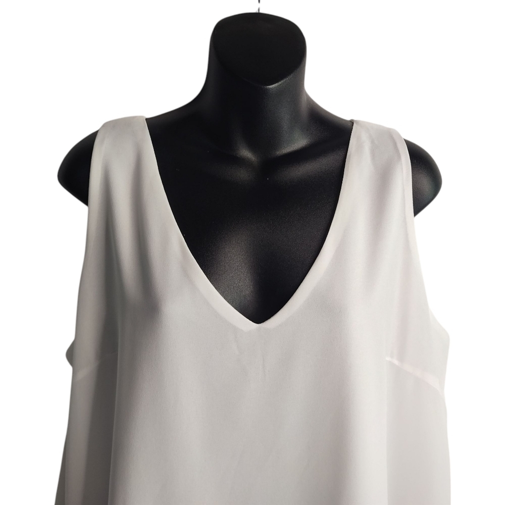 Alice Co Womens Top Blouse Shirt white Chiffon Sleeveless Lined Size X-Large NWT - Picture 3 of 9
